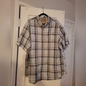Eddie Bauer® | Blue & Grey Plaid Pack It Tech Short-Sleeve Button-Up - T3xl